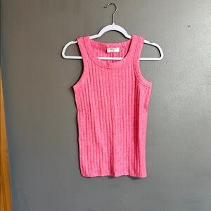 Zenana Outfitters Pink Ribbed Tank Top